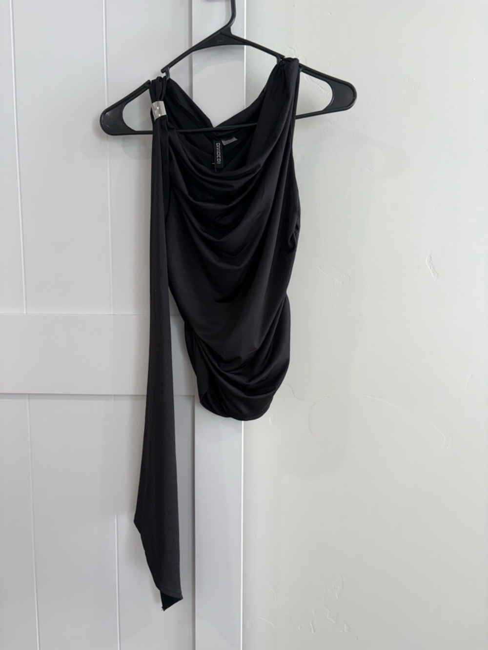 H&M Charcoal Black Draped One-Shoulder Top